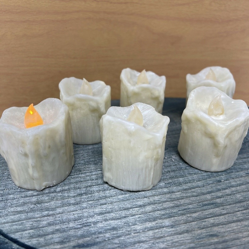LED Timer Drip Votive Ivory Candles Set of 6  ~ Primitive Rustic Farmhouse Decor